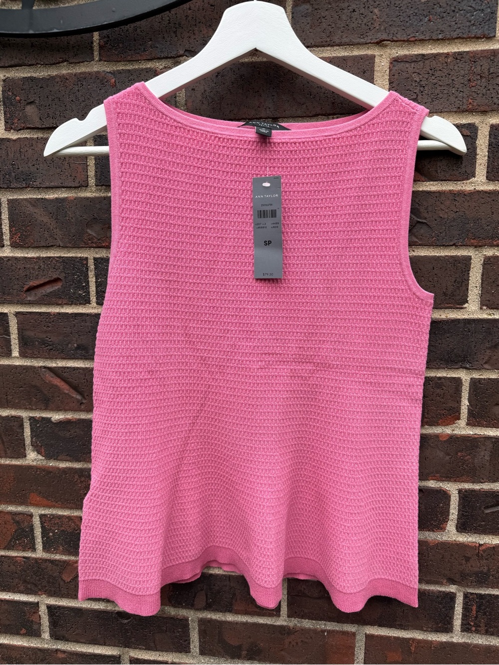Ann Taylor Petite Pink Textured Knit Swing Peplum Tank Top NWT SP
